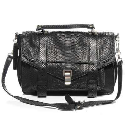 Proenza Schouler Python PS1 Medium Satchel Black 1 of 8