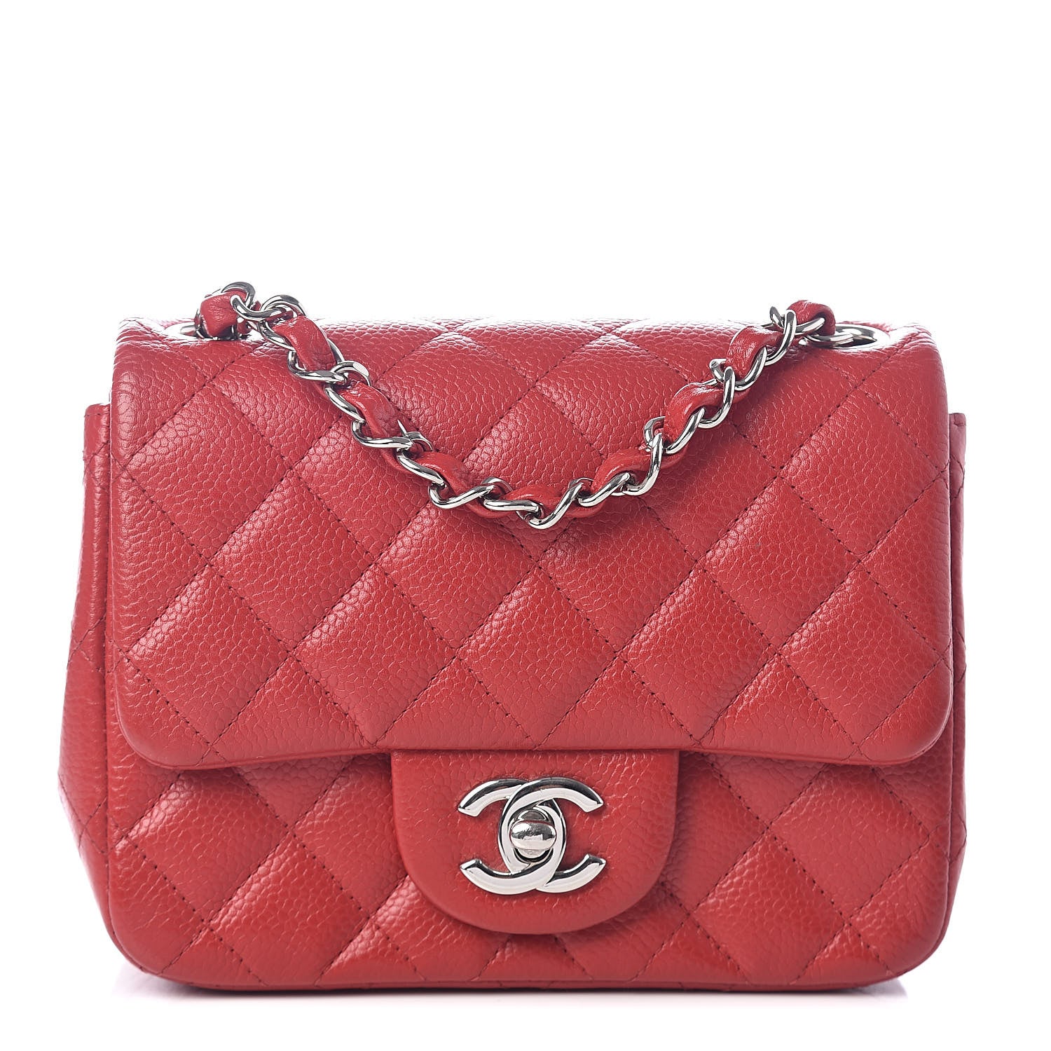 Chanel Caviar Quilted Mini Square Flap Red 1 of 9
