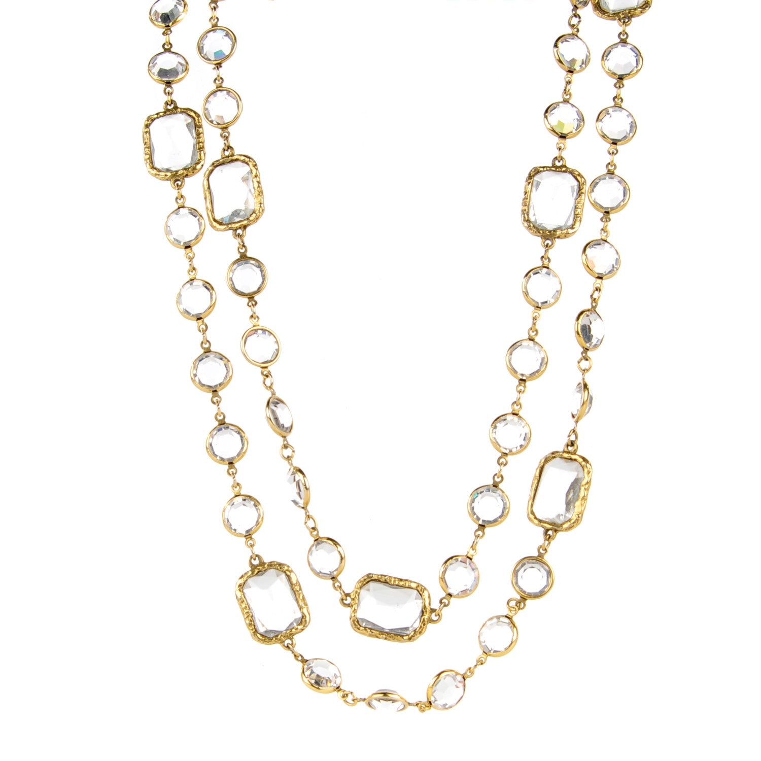 Chanel Swarovski Crystal Chicklet Sautoir Necklace Gold 1 of 4