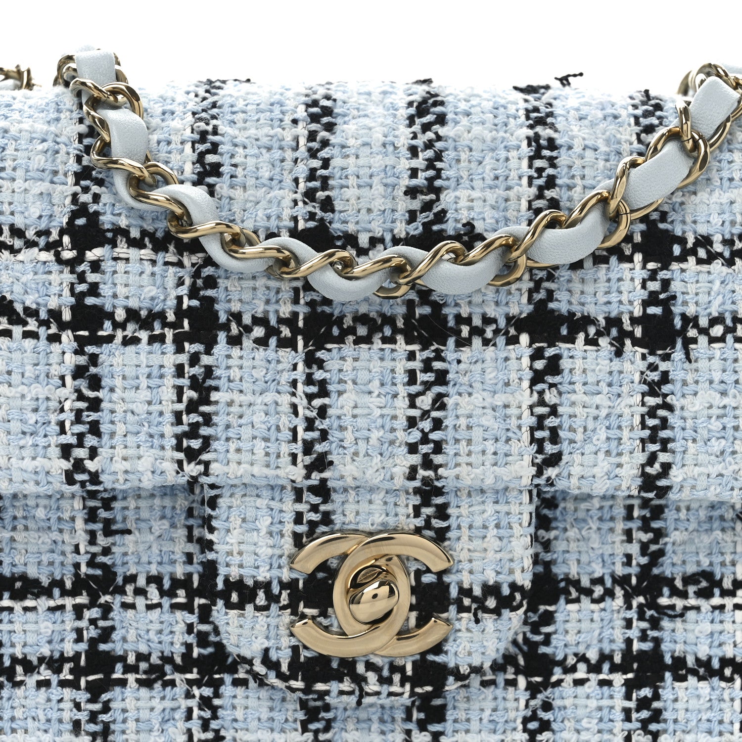 Chanel Tweed Quilted Mini Rectangular Flap Light Blue 8 of 10