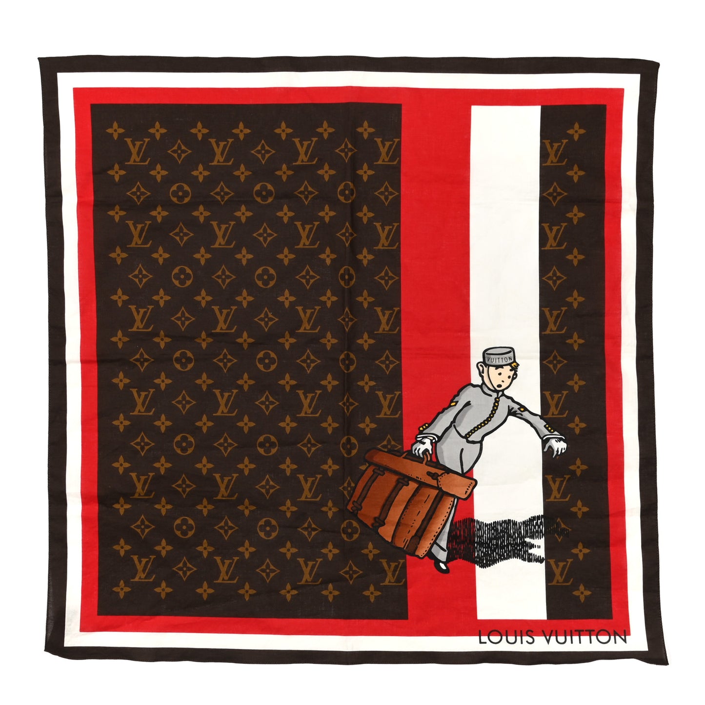 Cotton Monogram Groom Bandana Scarf Red