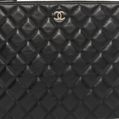Chanel Calfskin Quilted Pearl Medium Cosmetic Case Black 8 of 9