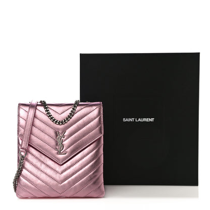 Saint Laurent Metallic Lambskin Matelasse Monogram Double Flap Bag Azalea 9 of 9