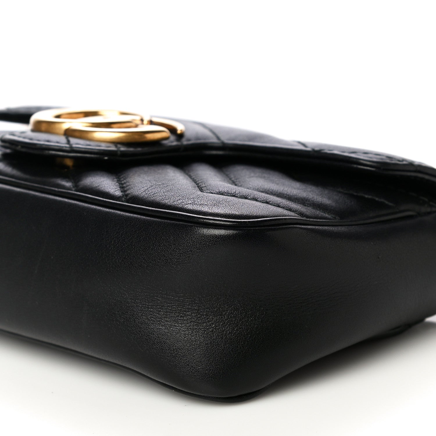 Gucci Calfskin Matelasse Super Mini GG Marmont Shoulder Bag Black 9 of 13