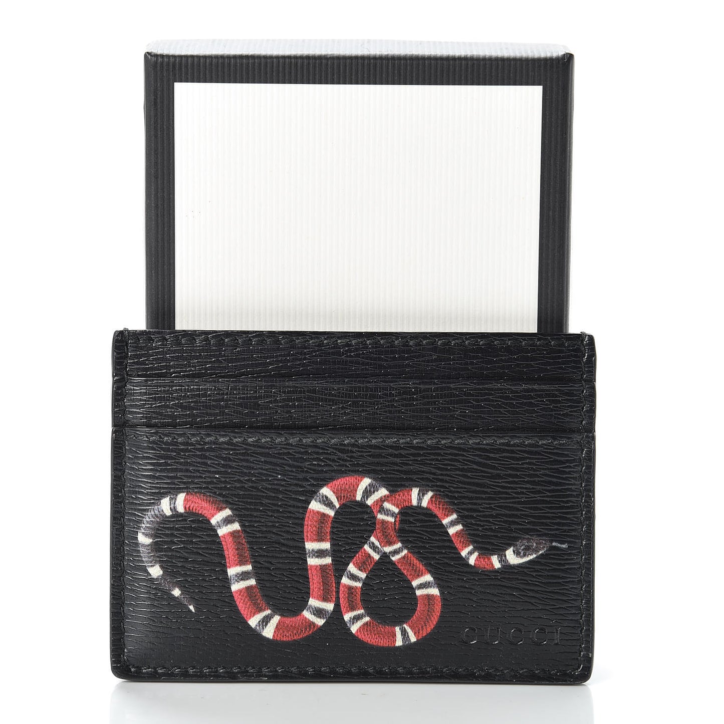 Calfskin Kingsnake Card Holder Black