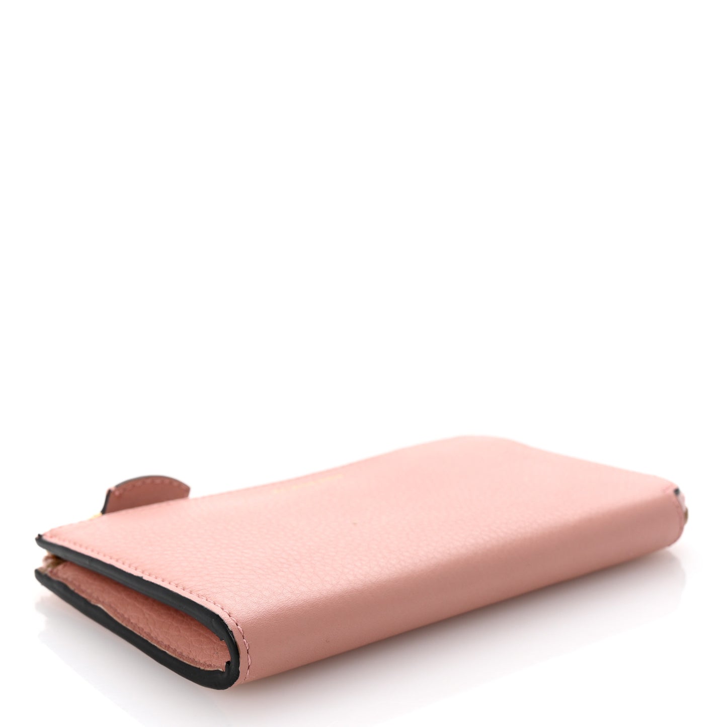 Grainy Calfskin Zip Around Wallet Pink
