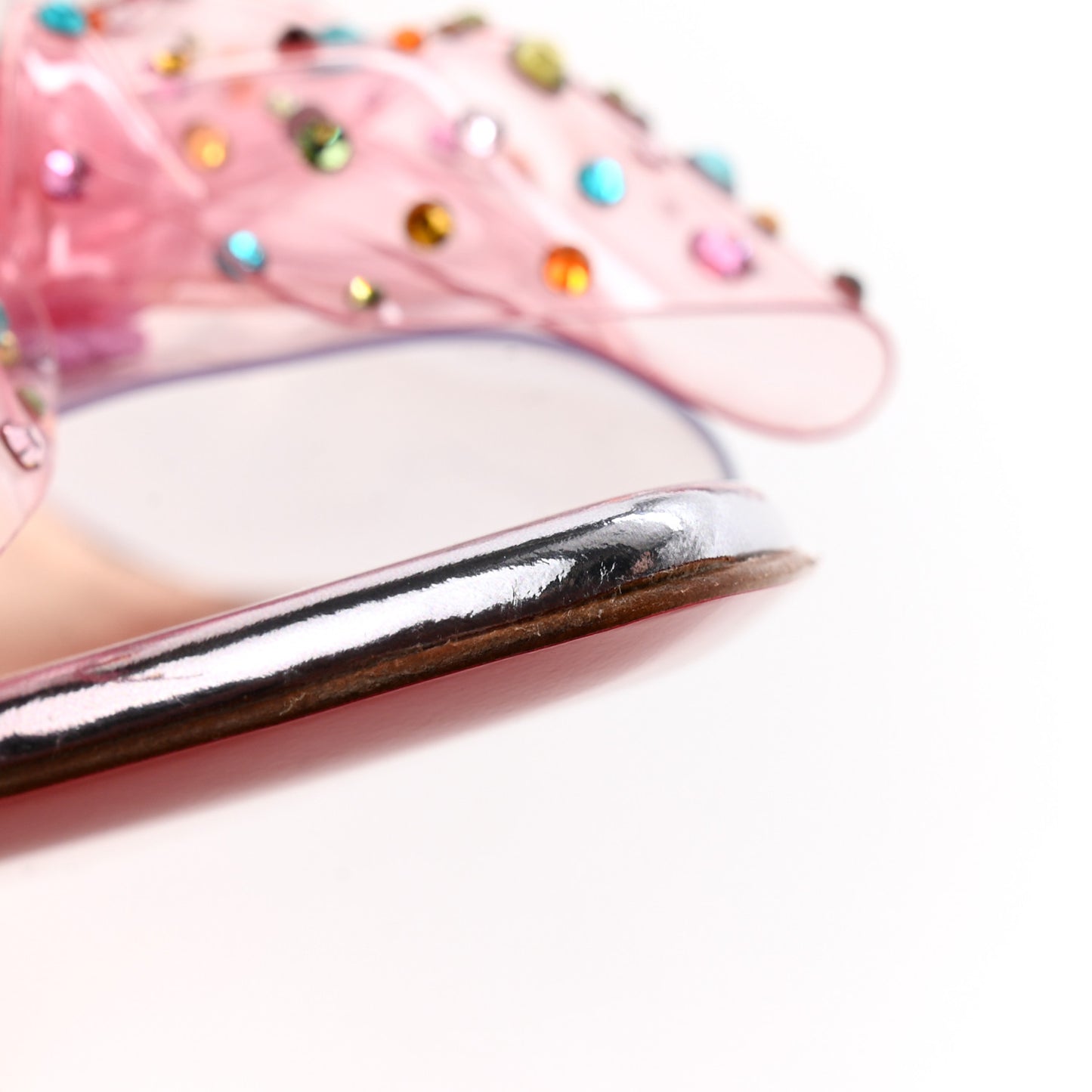 PVC Crystal Aqua Strass 80 Mules 38.5 Silver Multicolor