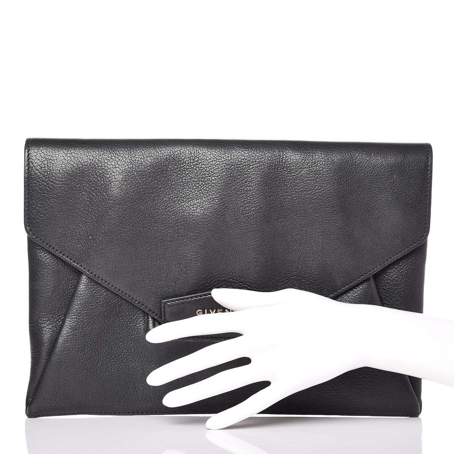 Sugar Goatskin Medium Antigona Envelope Clutch Black
