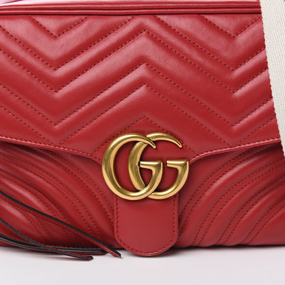 Gucci Calfskin Matelasse Sylvie Web Small GG Marmont Top Handle Shoulder Bag Hibiscus Red 11 of 11