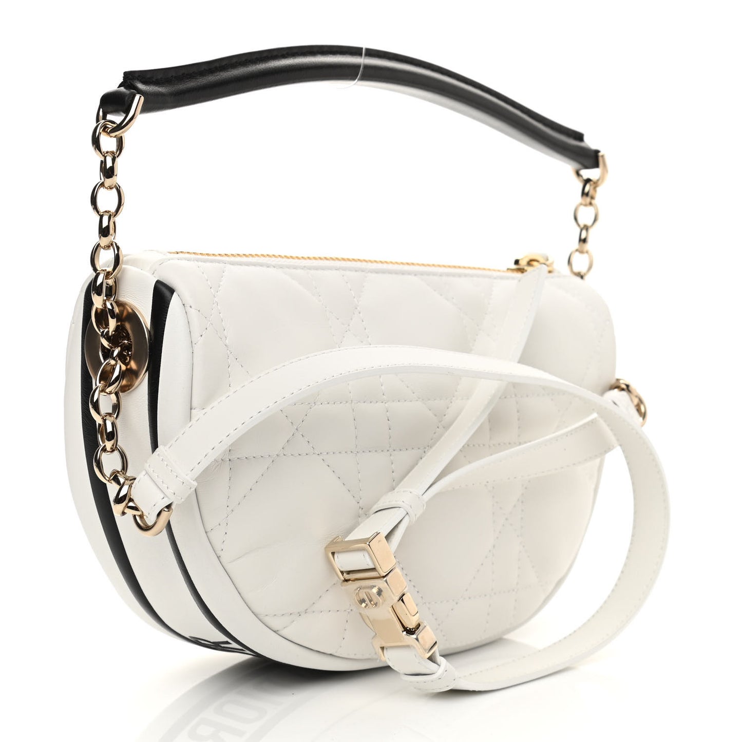 Lambskin Cannage Small Dior Vibe Hobo Bag White