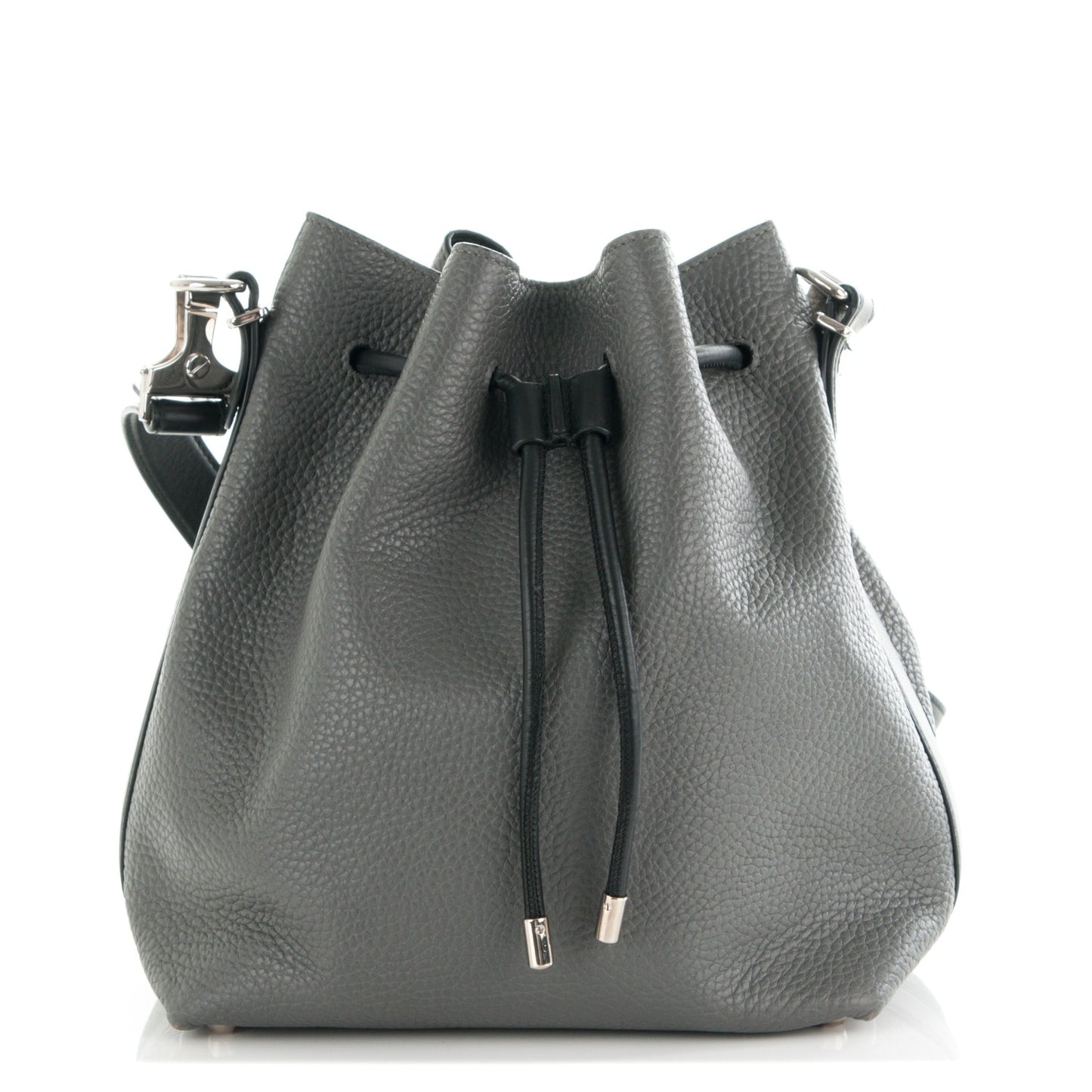 Calfskin Buffalo Medium Bucket Bag Grey