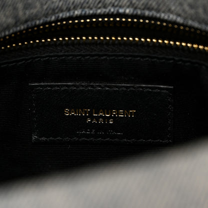 Saint Laurent Denim Quilted Small Loulou Puffer Monogram Chain Satchel Azur 6 of 10