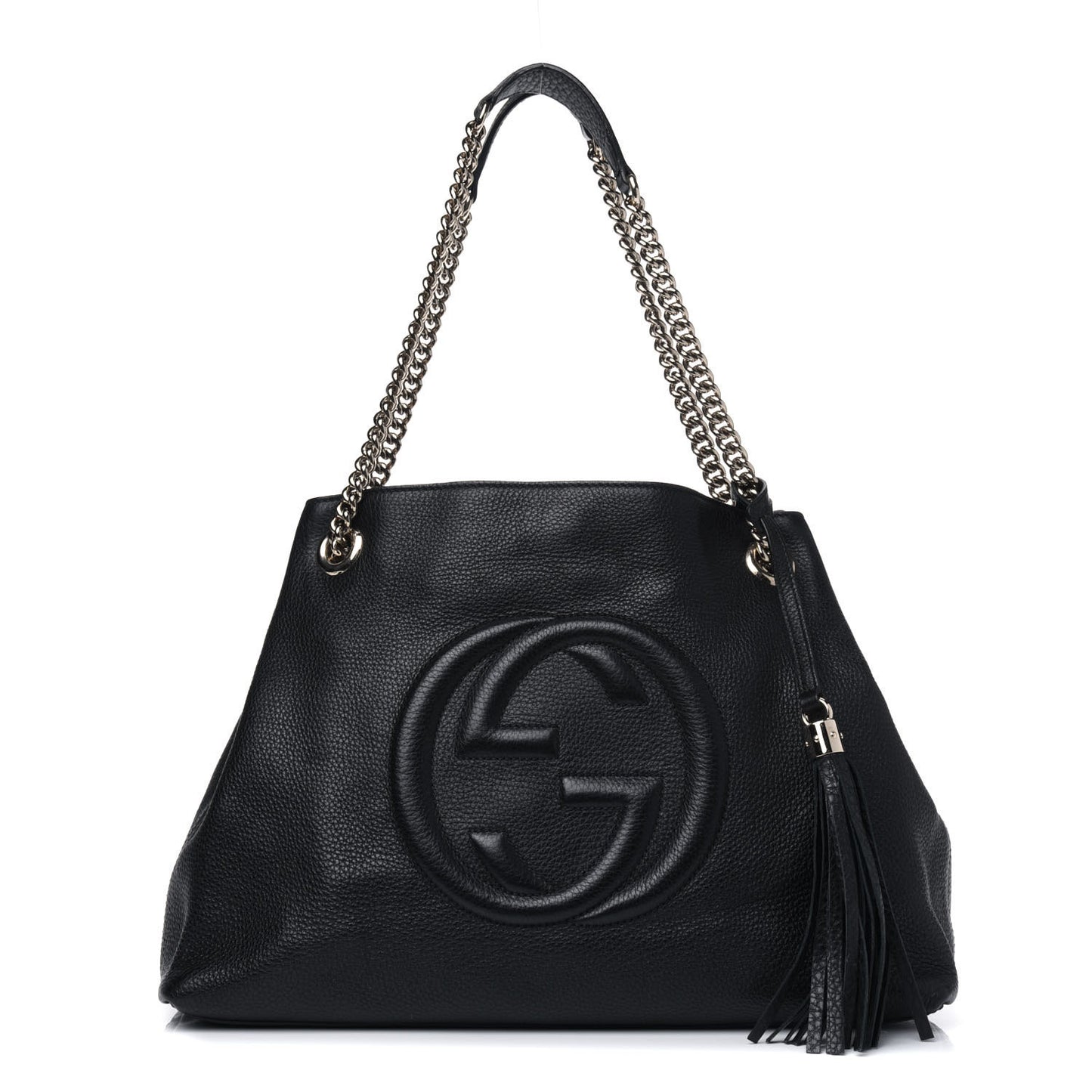 Pebbled Calfskin Medium Soho Chain Shoulder Bag Black