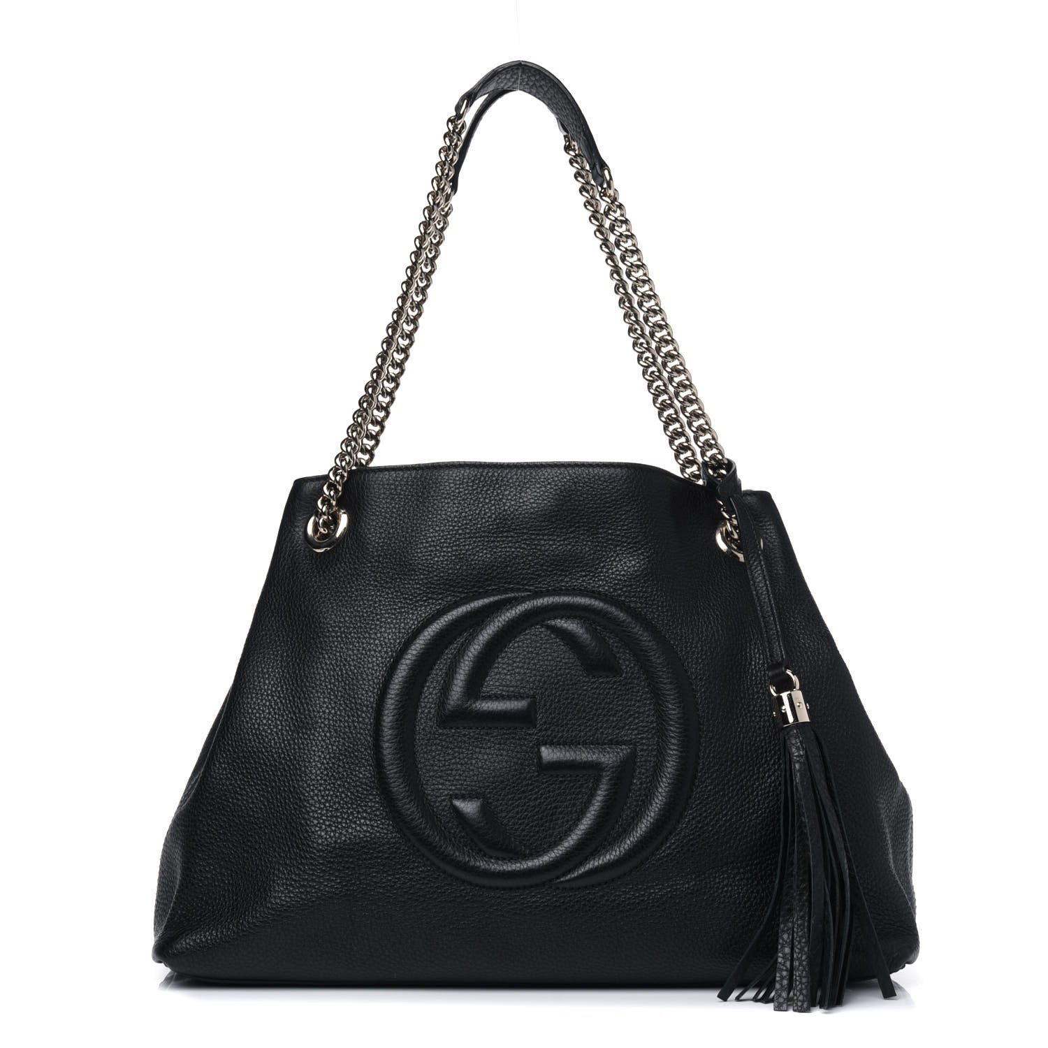 Gucci Pebbled Calfskin Medium Soho Chain Shoulder Bag Black 1 of 4