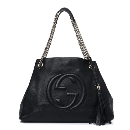 Gucci Pebbled Calfskin Medium Soho Chain Shoulder Bag Black 1 of 4