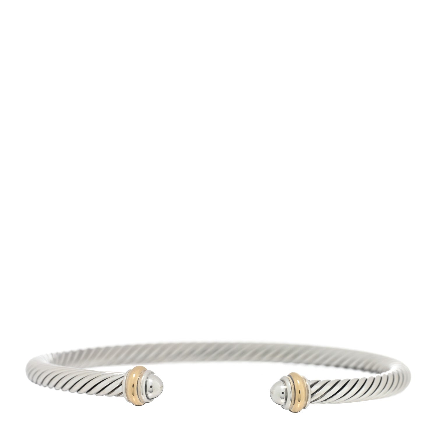 David Yurman Sterling Silver 18K Yellow Gold 4mm Cable Classics Bracelet 1 of 3