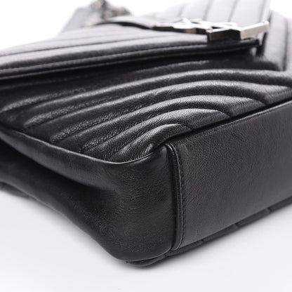 Saint Laurent Sheepskin Matelasse Chevron Monogram Medium College Bag Black 9 of 11