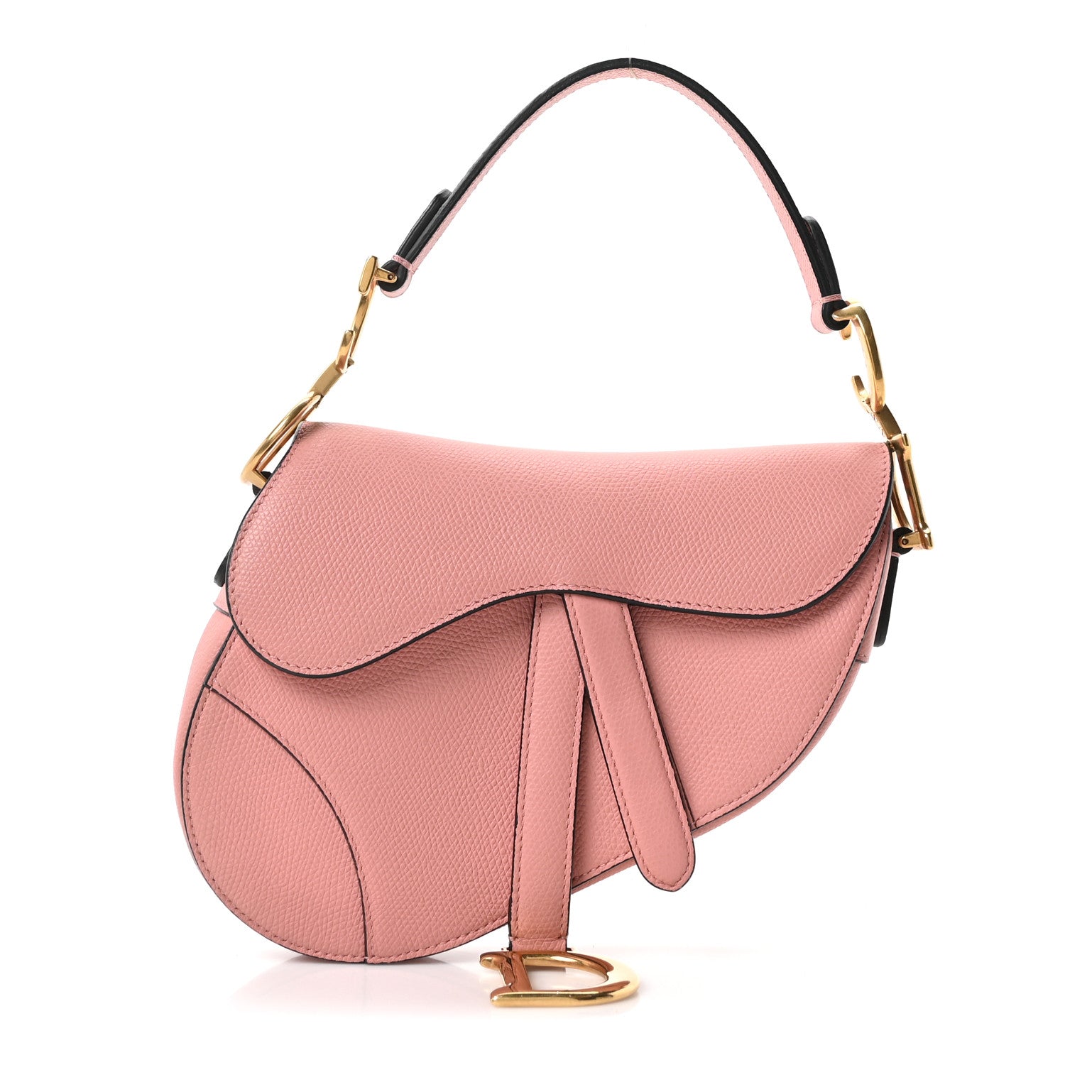 Christian Dior Grained Calfskin Mini Saddle Bag Pink 1 of 10
