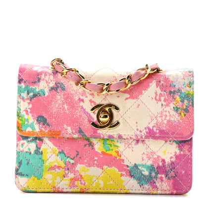 Chanel Satin Printed Watercolor Micro Flap Multicolor 1 of 7