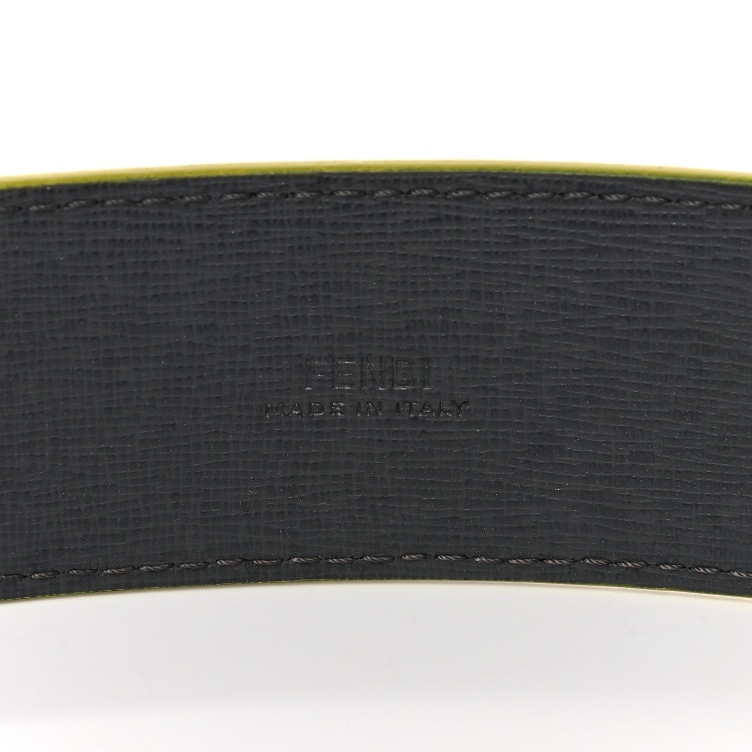 Fendi Vitello Century Elite Enamel FF Buckle Belt 95 38 Black Giallo Fluo 3 of 8