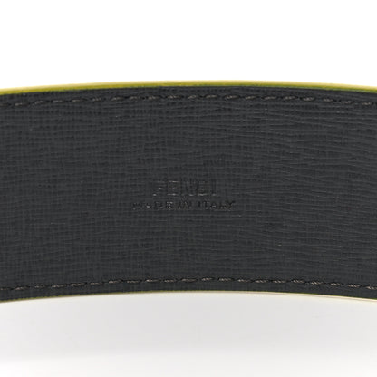 Fendi Vitello Century Elite Enamel FF Buckle Belt 95 38 Black Giallo Fluo 3 of 8