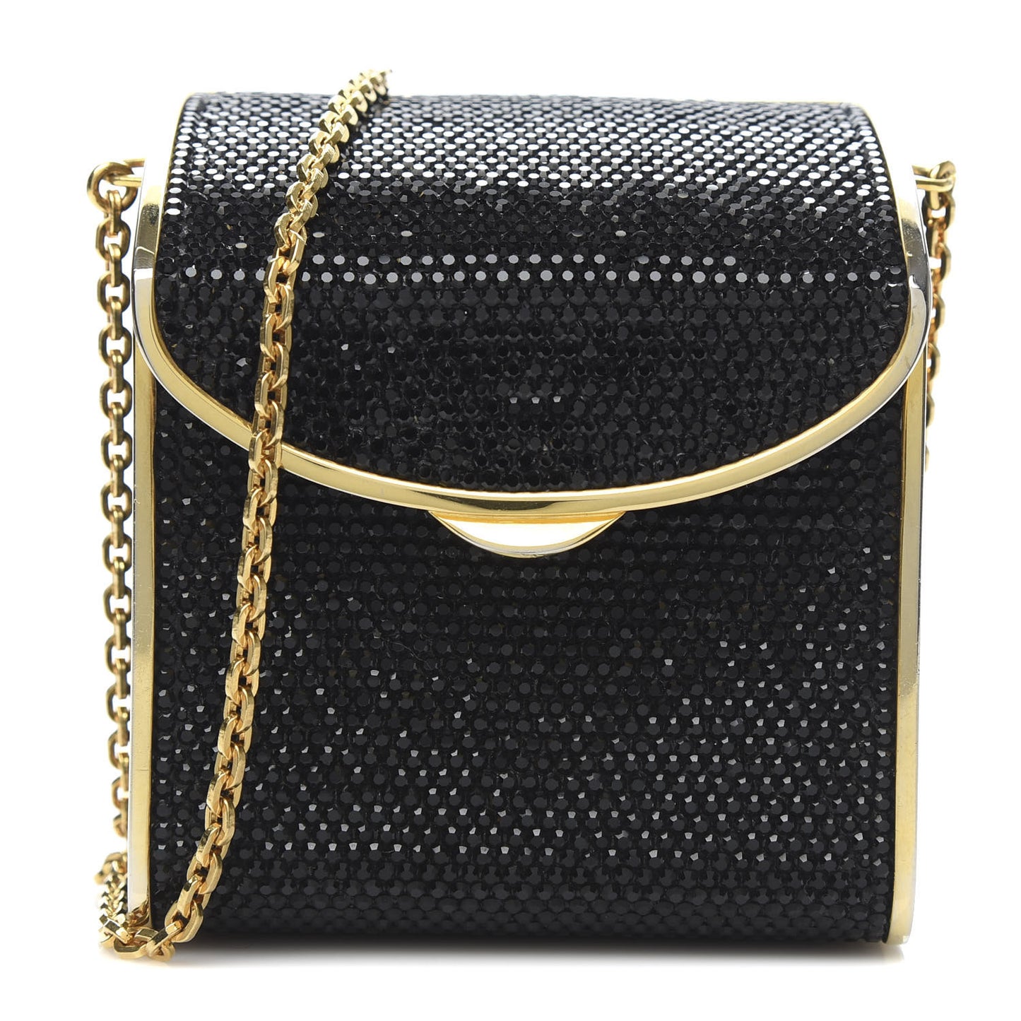 Swarovski Crystal Minaudiere Clutch Black Gold
