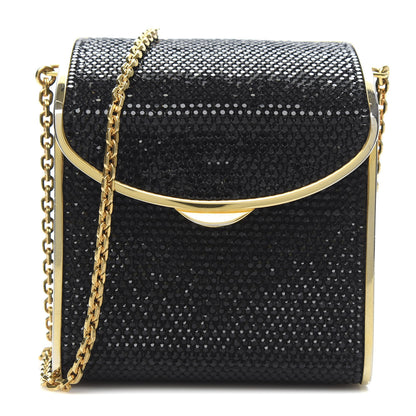 Judith Leiber Swarovski Crystal Minaudiere Clutch Black Gold 1 of 10