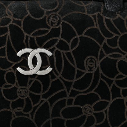 Chanel Velvet Camellia Embossed Shoulder Bag Black 7 of 17