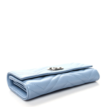 Gucci Calfskin Matelasse GG Marmont Continental Wallet Porcelain Light Blue 4 of 9