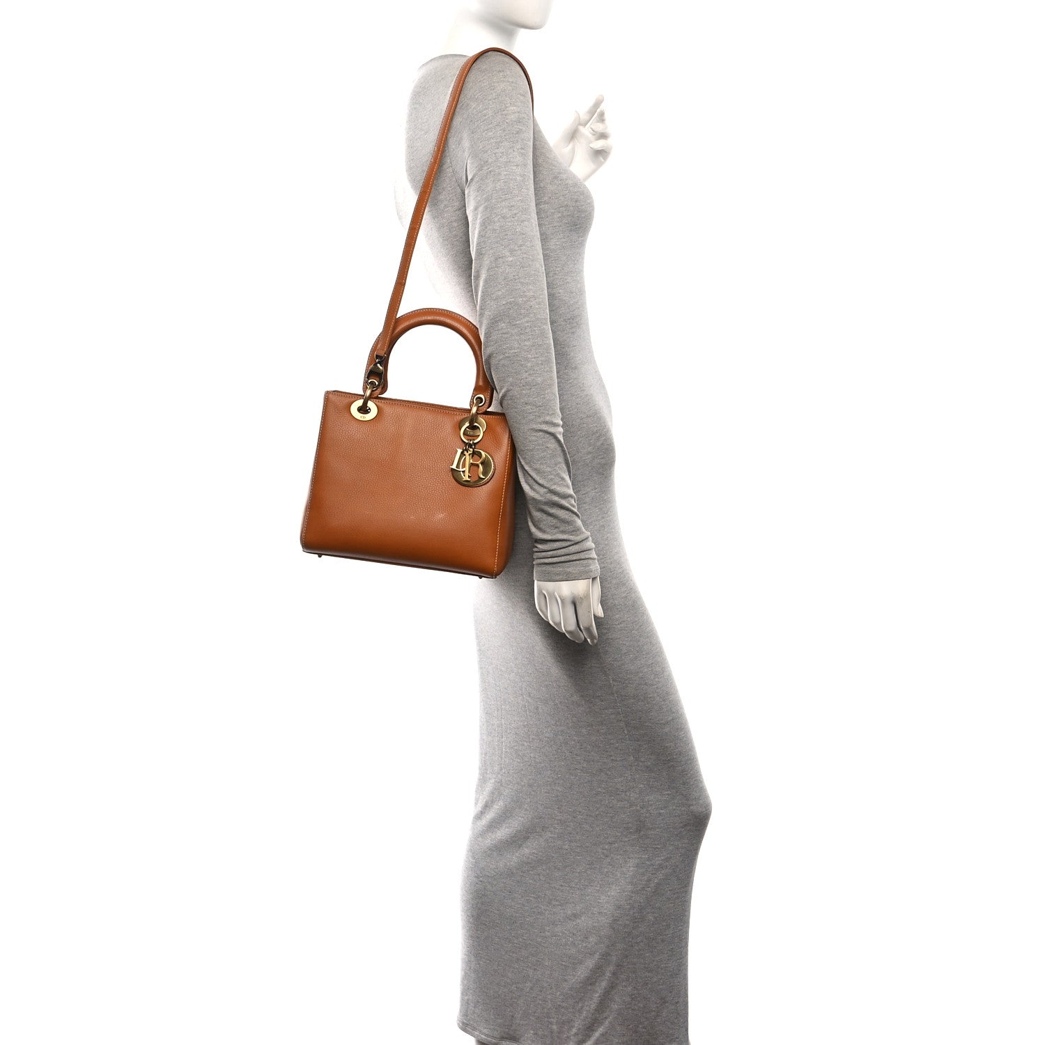 Christian Dior Grained Calfskin Medium Lady Dior Brown 2 of 13