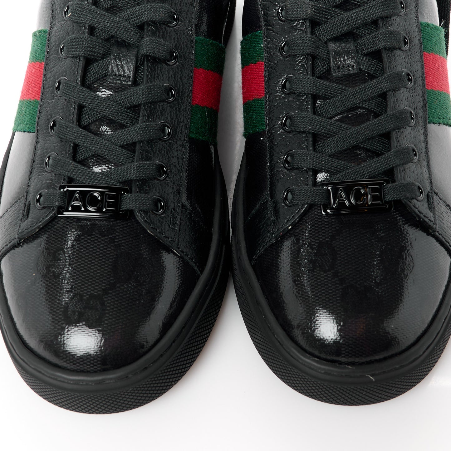 Crystal GG Monogram Web Womens New Ace Sneakers 37.5 Black