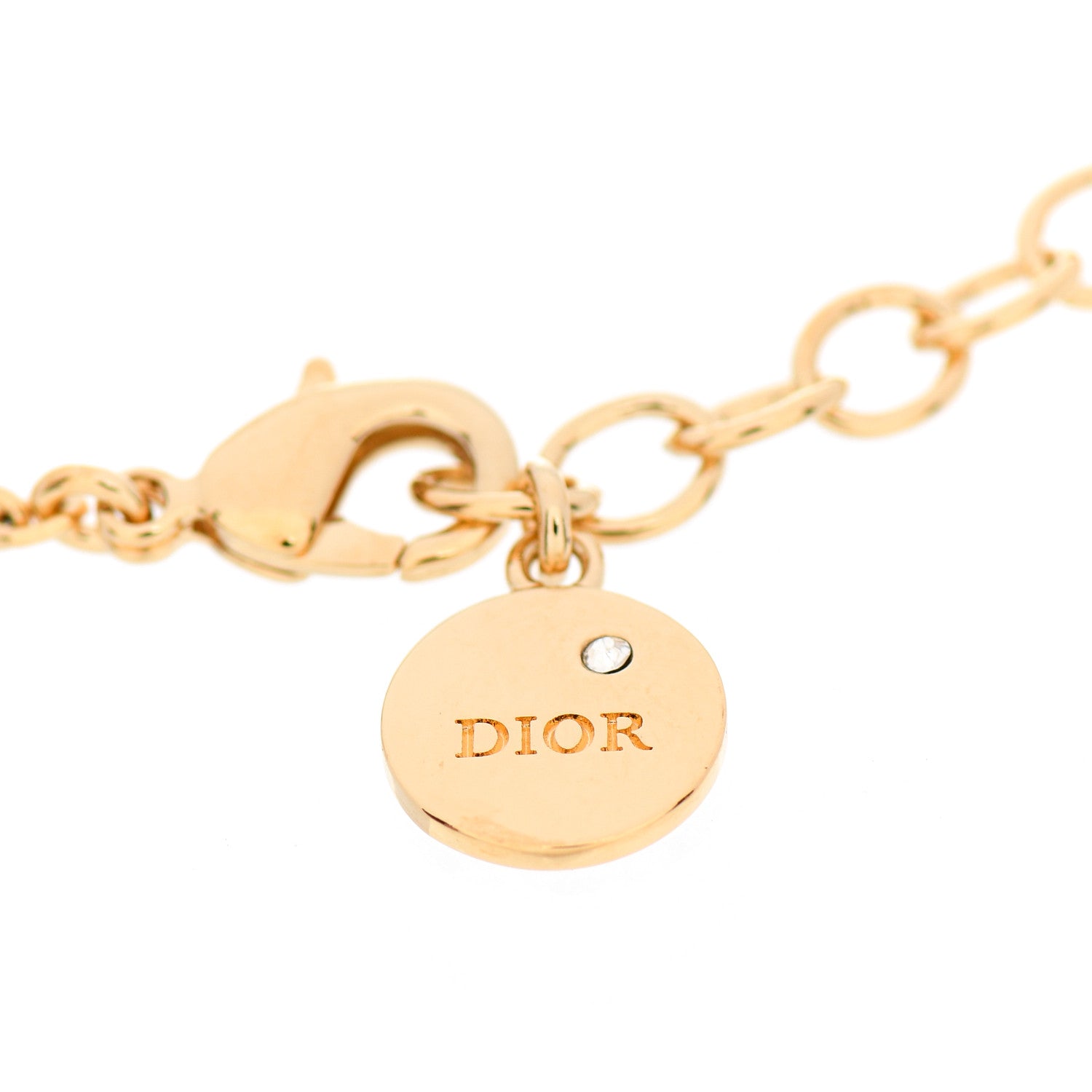 Christian Dior Metal Crystal Letters Bracelet Gold 4 of 4