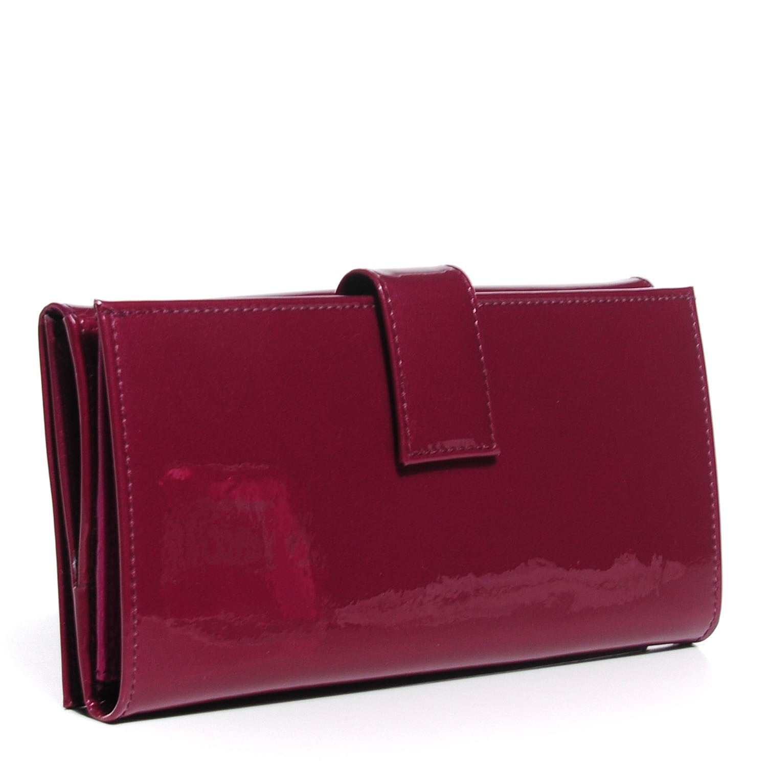 Saint Laurent Patent Calfskin Y Mail Long Wallet Burgundy 3 of 8