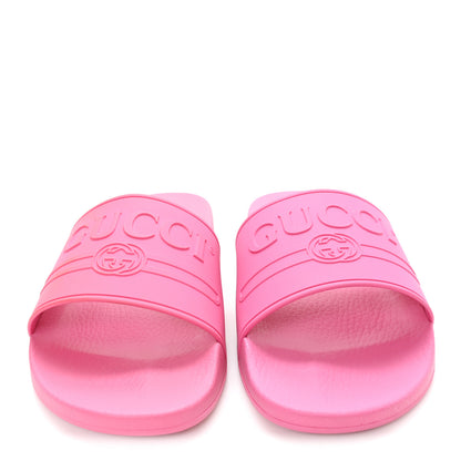 Gucci Rubber Logo Stamped Mens Slide Sandals 11 Fuchsia 3 of 9
