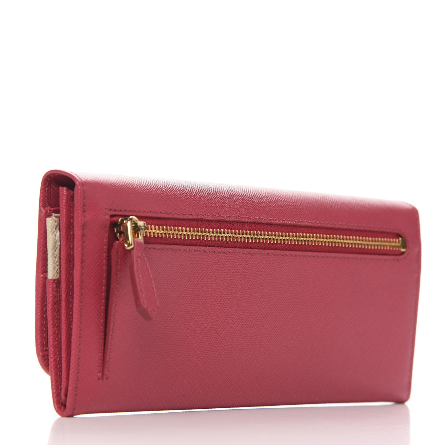 Saffiano Metal Continental Flap Wallet Fragola Talco