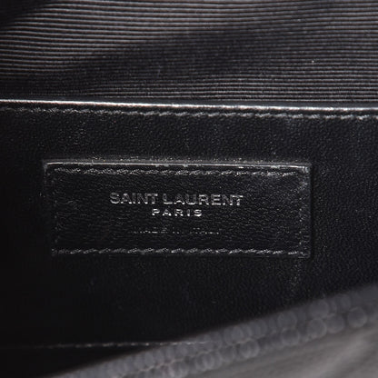 Saint Laurent Grain De Poudre Textured Mixed Matelasse Triquilt Medium Monogram Satchel Black 6 of 6