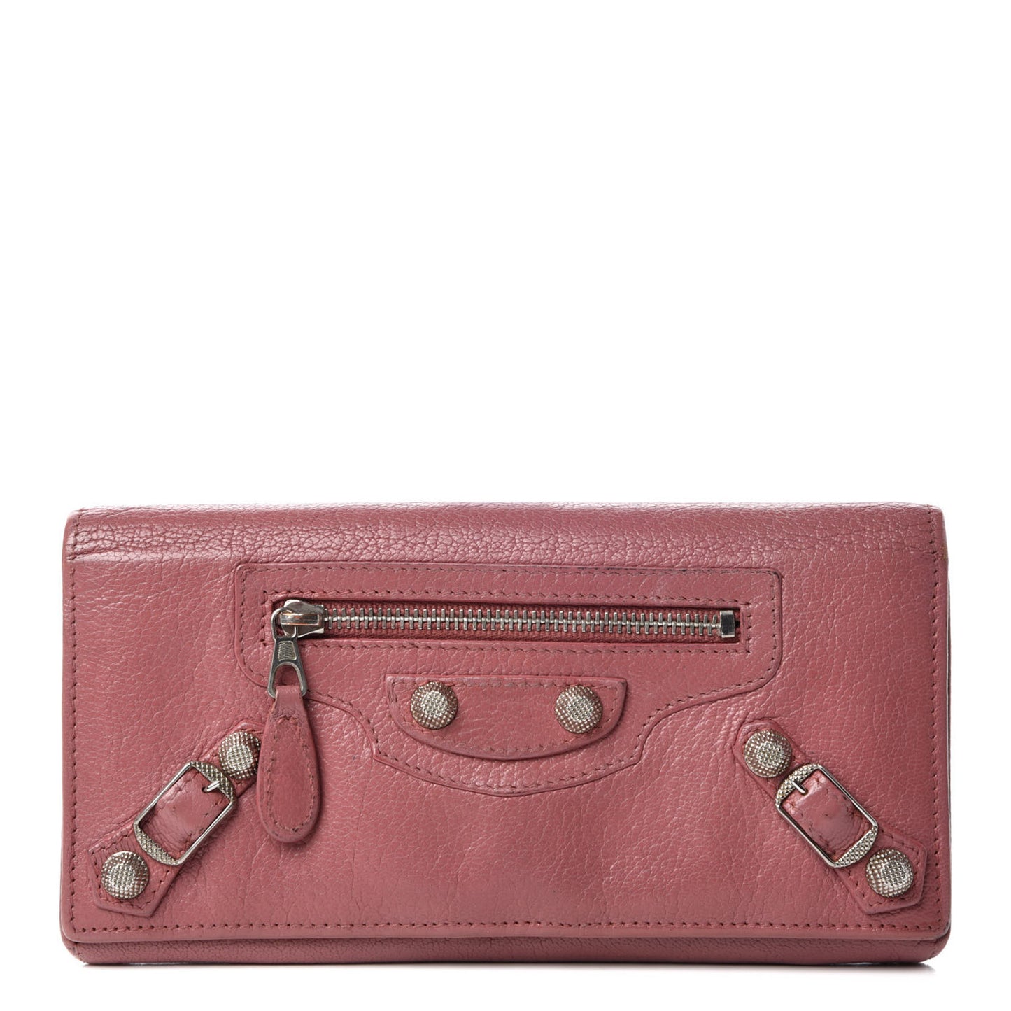 Agneau Giant 12 Silver Hardware Money Wallet Rose Bruyere