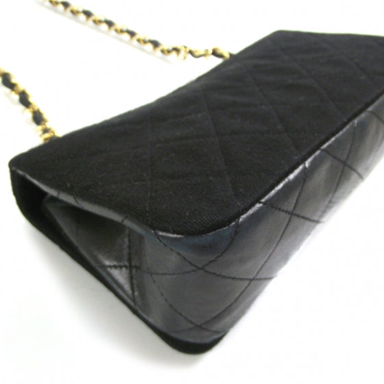 Jersey Quilted Mini Flap Bag Black
