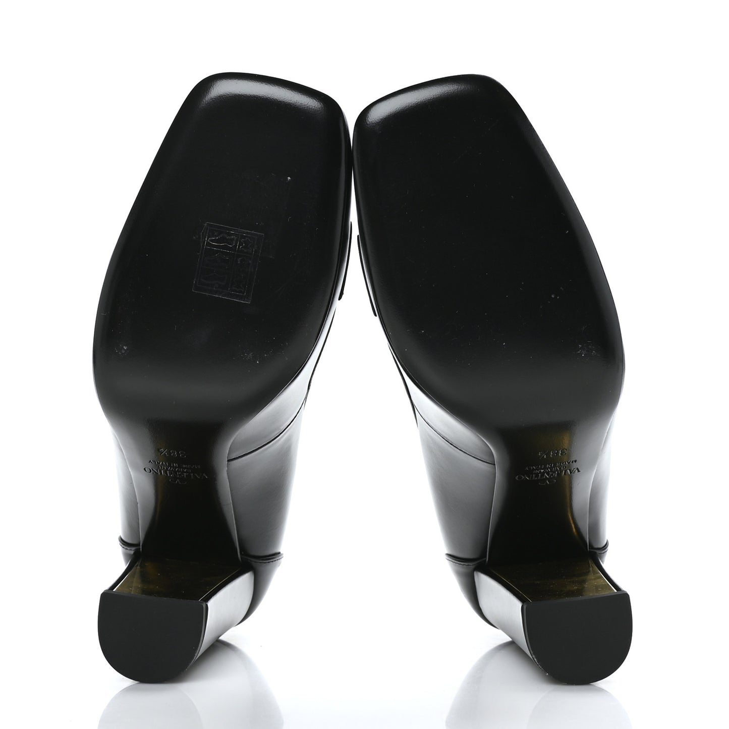 Calfskin VLogo Chain 95mm Loafer Pumps 38.5 Black