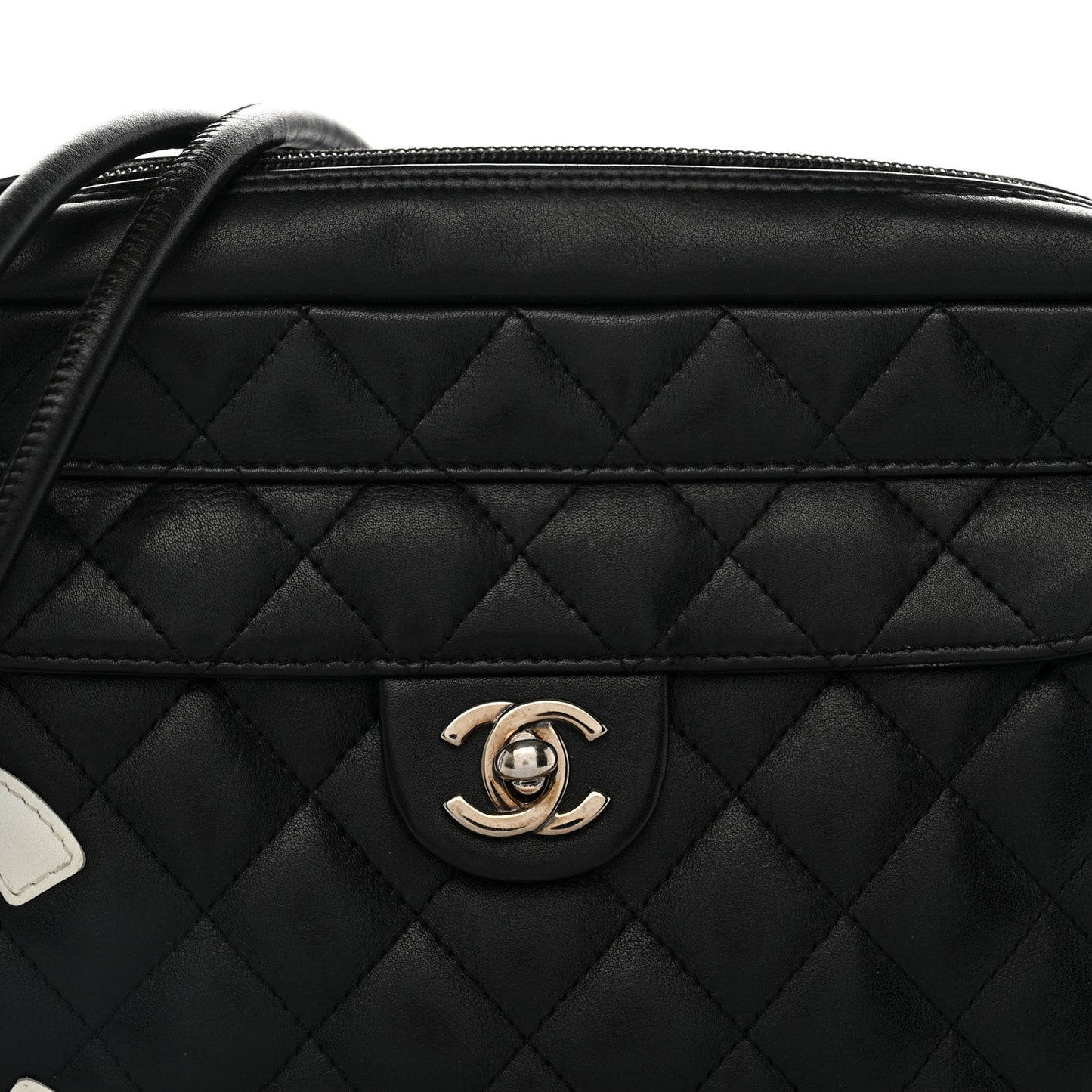 Calfskin Quilted Cambon Camera Bag Black
