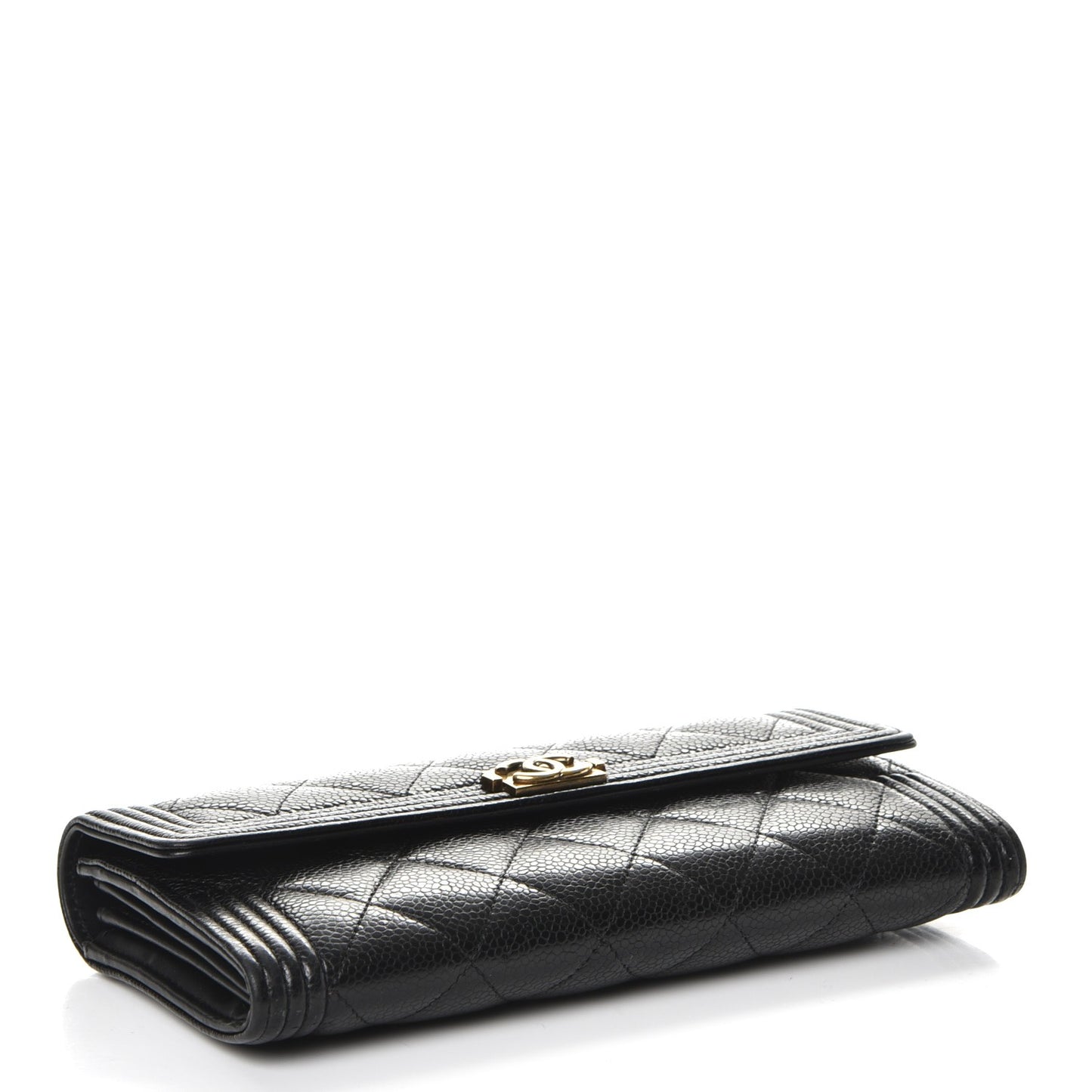 Caviar Quilted Boy Flap Wallet Black