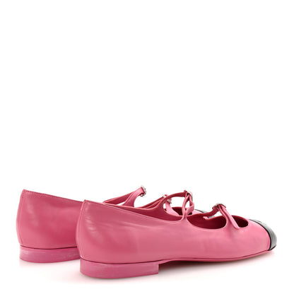 Chanel Lambskin Mary Jane Flats 41 Pink Black 5 of 11