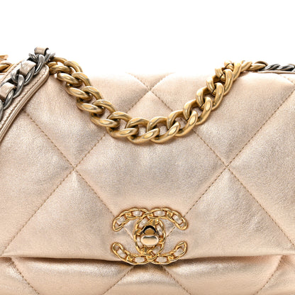 Chanel Metallic Lambskin Quilted Medium Chanel 19 Flap Gold 8 of 10