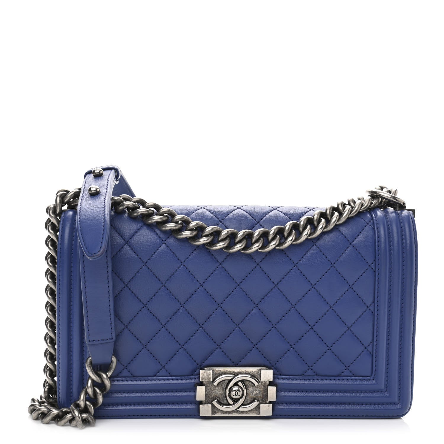 Chanel Calfskin Quilted Medium Boy Flap Blue 1 of 15