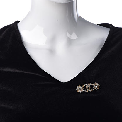 Chanel Crystal CC Flower Brooch Gold 2 of 4