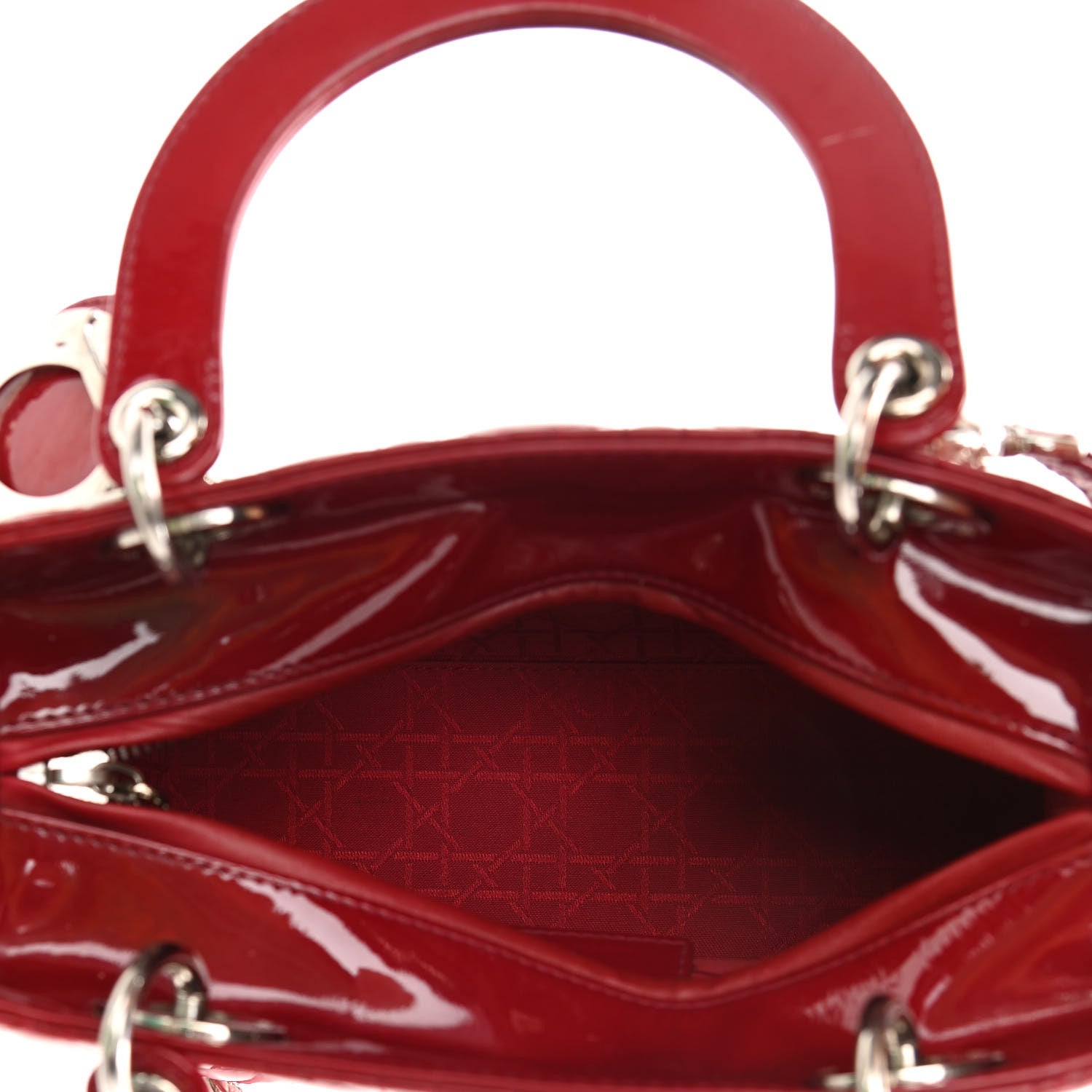 Christian Dior Patent Cannage Medium Lady Dior Red 9 of 12