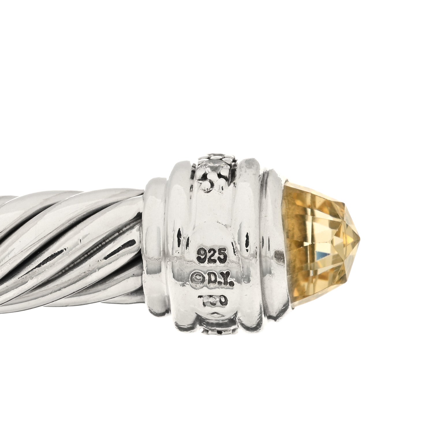 David Yurman Sterling Silver Diamond Lemon Citrine 7mm Cable Classics Bracelet 3 of 3