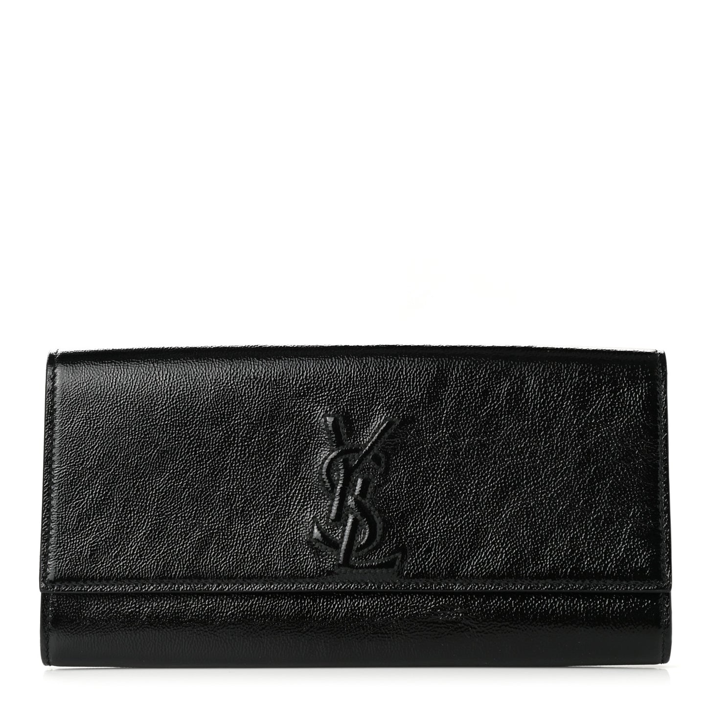 Textured Patent Monogram Large Belle De Jour Clutch Black
