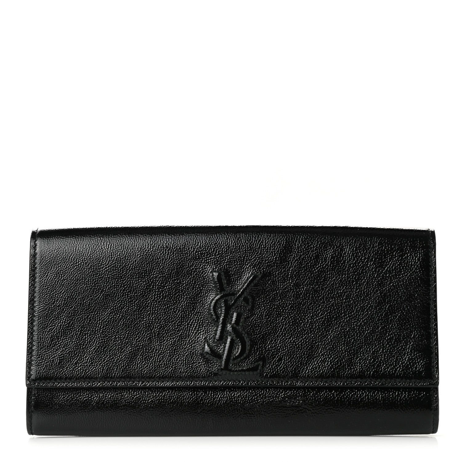 Saint Laurent Textured Patent Monogram Large Belle De Jour Clutch Black 1 of 6