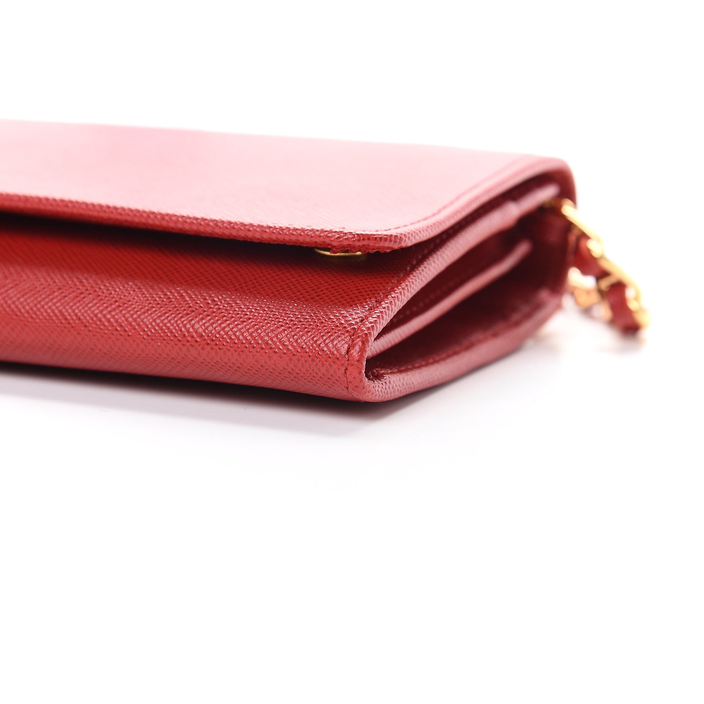 Saffiano Metal Oro Chain Wallet Fuoco